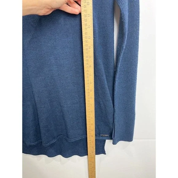 Sweaty Betty Alpine Navy Merino Wool Knit Tunic Jumper Mock Neck England Made S - Picture 9 of 10